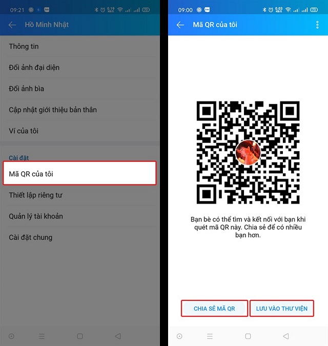 Cách lấy link Zalo bằng cách chia sẻ bằng mã QR