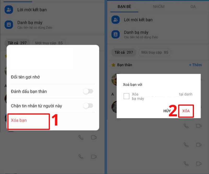 Cách xóa bạn bè trên Zalo từ danh bạ bằng điện thoại Android