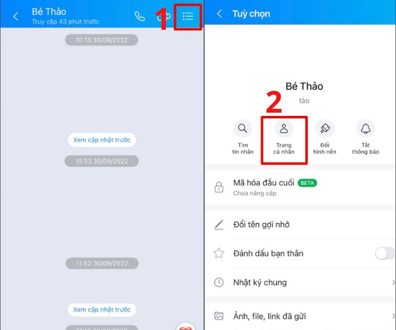 Cách xóa bạn trên Zalo từ trang cá nhân người dùng Zalo
