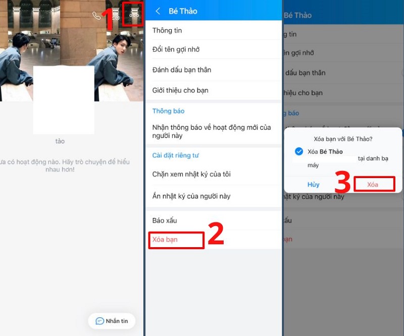Cách xóa bạn trên Zalo từ trang cá nhân đối phương