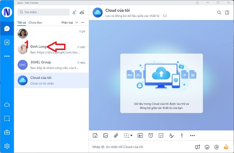 Gửi danh thiếp trong Zalo trực tiếp ở khung chat trên máy tính