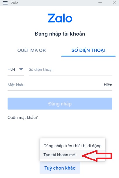 Hướng dẫn đăng ký Zalo trên máy tính