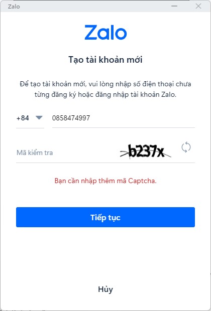 Cách đăng ký tài khoản Zalo trên máy tính