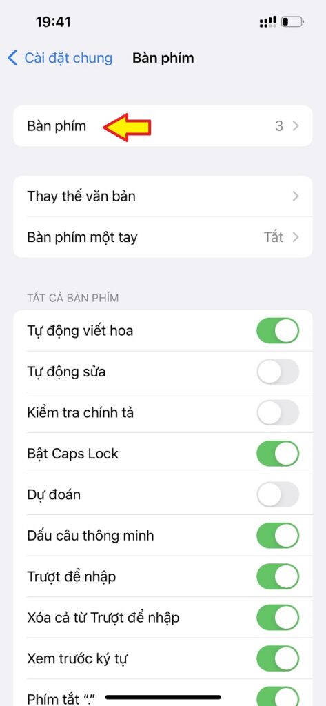 Bật lại bàn phím tiếng Việt trên điện thoại iPhone
