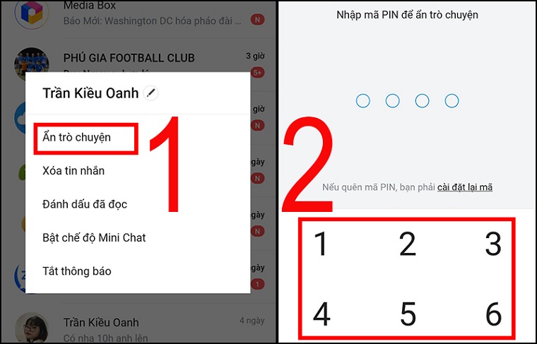 Cách ẩn tin nhắn Zalo trên điện thoại
