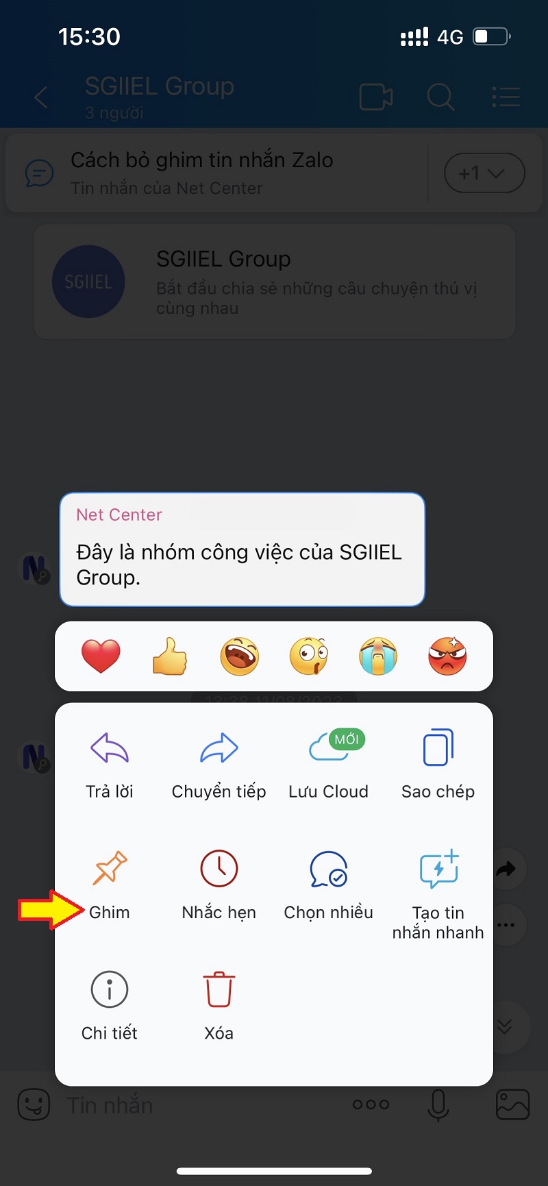Cách ghim tin nhắn Zalo trên điện thoại