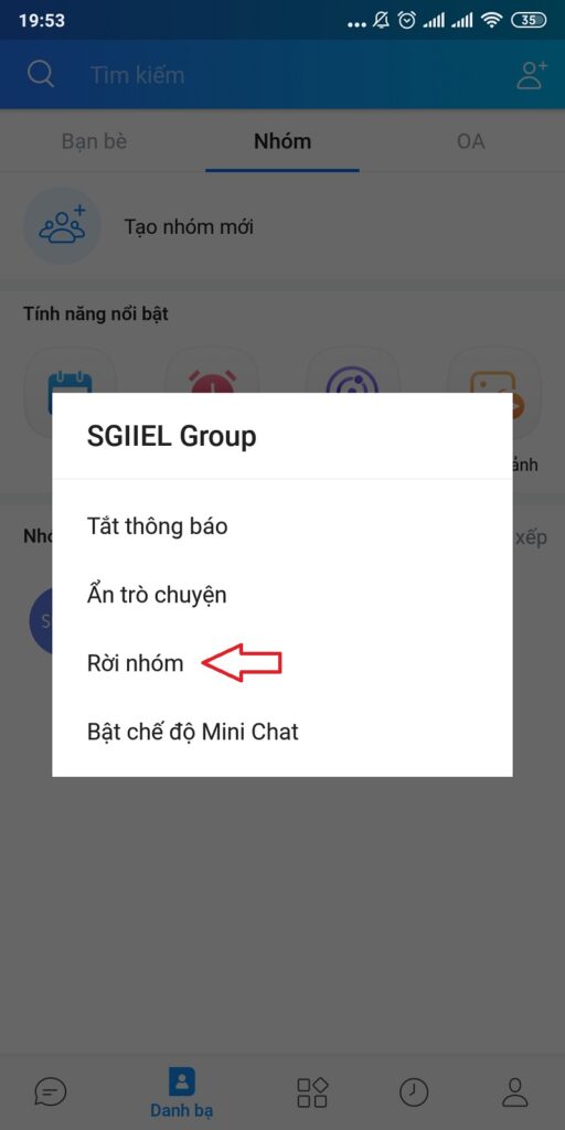 Cách rời khỏi nhóm chat Zalo trên điện thoại