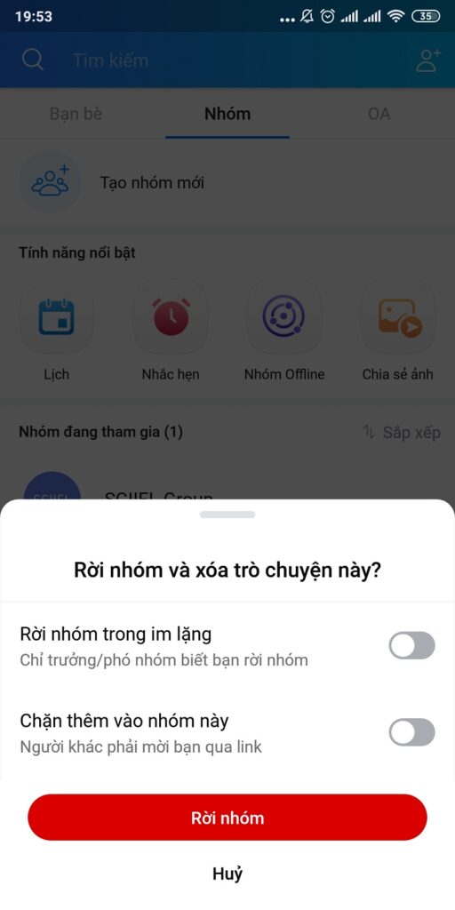 Cách rời nhóm Zalo trên điện thoại
