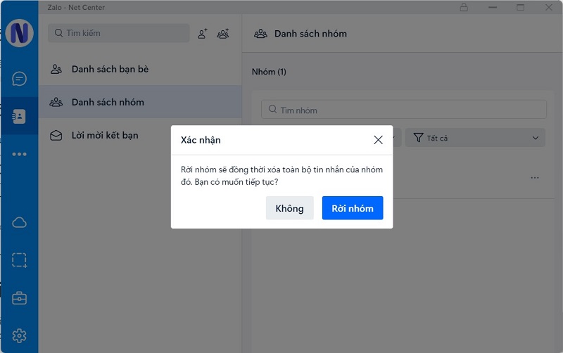 Cách thoát nhóm Zalo chat trên máy tính