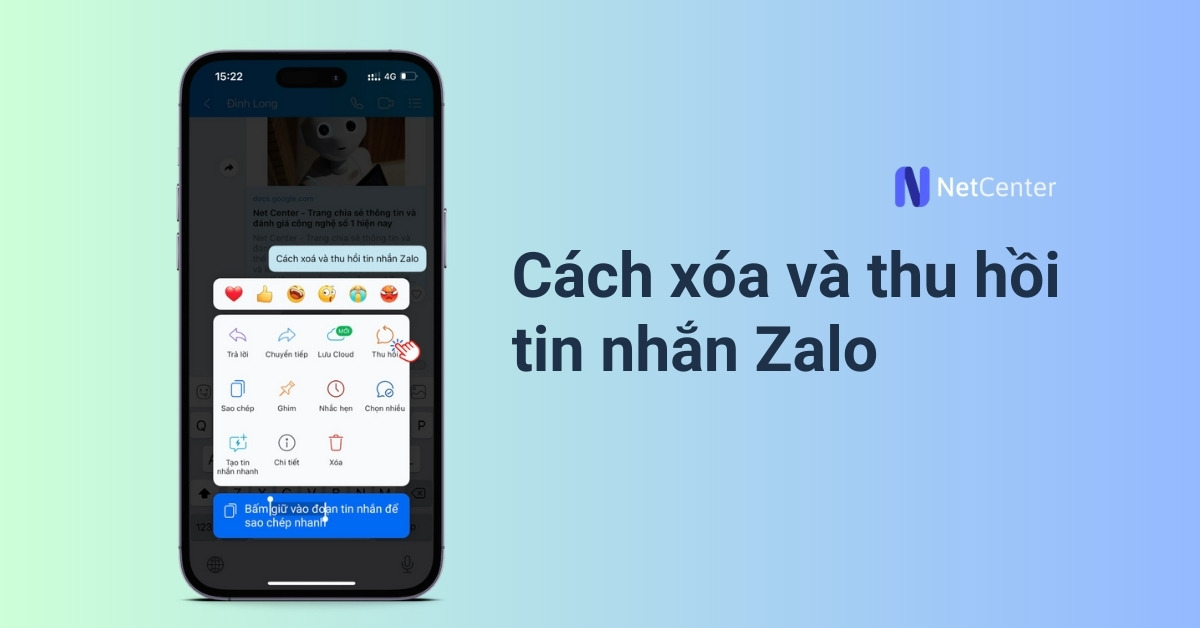 Cách xóa và thu hồi tin nhắn Zalo