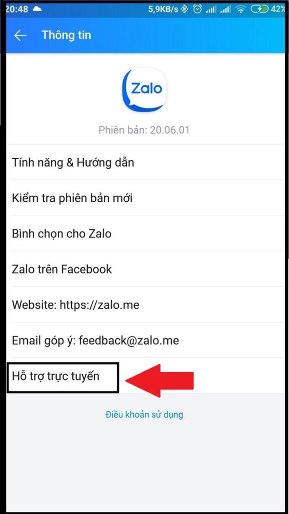 Nhắn tin với nhân viên hỗ trợ của Zalo